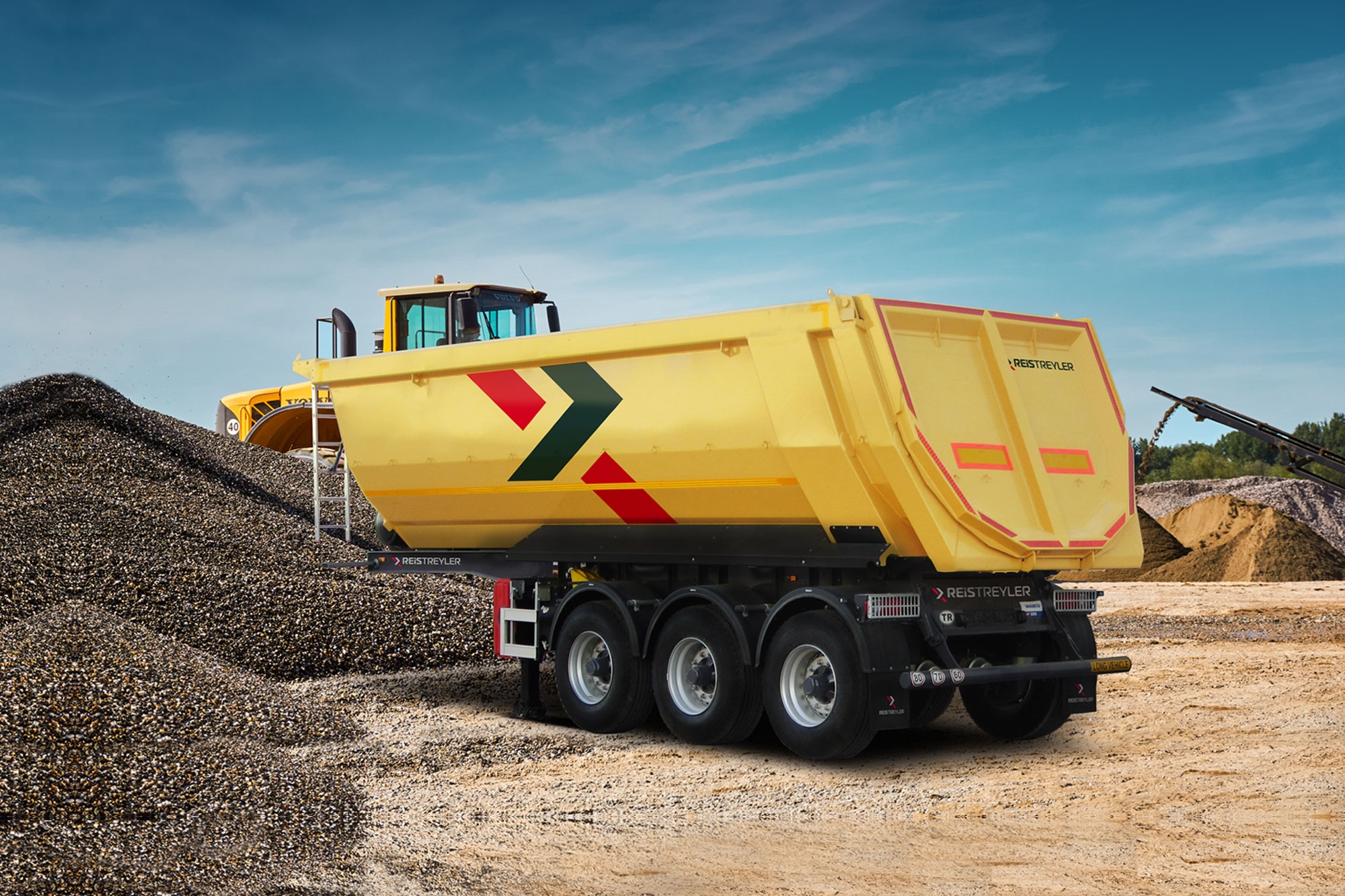 GROUPE DE TRAILER CAMION À BENNE BASCULANT